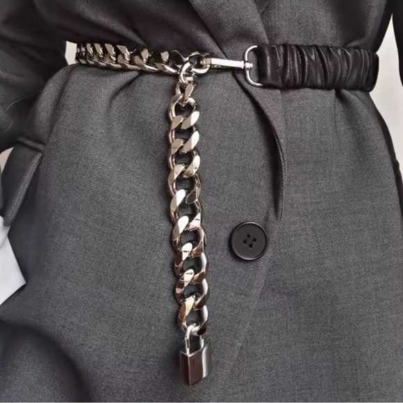 Anthropologie lux adjustable Black Leather Chain Strap - Picture 12 of 12